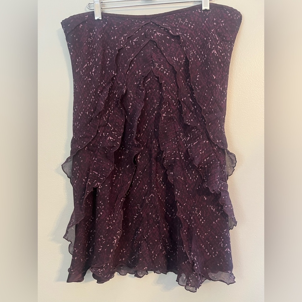 Ann Taylor Silk Purple Ruffle Skirt Size 16 - Picture 4 of 15